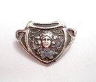 Art Nouveau Silver Maiden and Ivy Leaves Antique Brooch