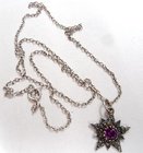 Charles Horner Repousse Amethyst Pendant and Silver Chain