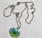James Fenton Art Nouveau Silver Enamel Pendant and Chain