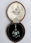 Art Nouveau 18ct Diamond Pendant with Turquoise & Baroque Pearls