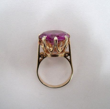 Pink Sapphire Corundum Large Vintage Dress Ring