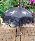 Ebony Embroidered Black Lace Antique Parasol