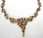 Vintage Rubies and Seed Pearls Encrusted Gold Necklace