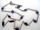 Art Deco Natural Blue Lapis Lazuli Silver Necklace