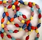 Vintage Long Harlequin Multi-Colours Czech Glass Beads Necklace 