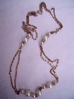 Vintage Pearls and Rhinestone Roundels Double Chains Necklace