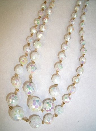 Vintage Aurora Borealis Opalescent Glass Double Necklace