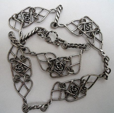 Sterling Silver Floral Panels Necklace