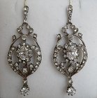 Georgian Diamond Paste Silver and Gold Drop Earrings