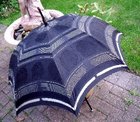 Victorian Black and Silver Handle Parasol Umbrella