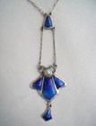 Charles Horner Art Nouveau Blue Enamel & Blister Pearl Pendant