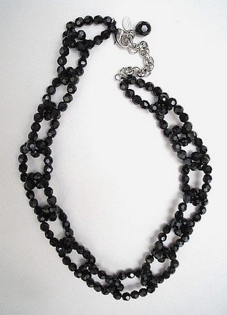 Black Large Links Faceted Glass Beads Choker Necklace