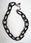 Black Large Links Faceted Glass Beads Choker Necklace