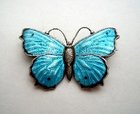 Art Nouveau Silver Enamel Butterfly Brooch by Charles Horner