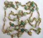 Art Deco Gold and Natural Jade Long Necklace