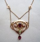 Art Nouveau Necklace with Amethysts & Peridot by Murrle Bennett