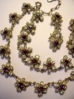 Diamante & Purple Rhinestone Flower Necklace & Earrings Set