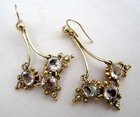 Antique Gold Diamond & Rock Crystal Drop Victorian Earrings