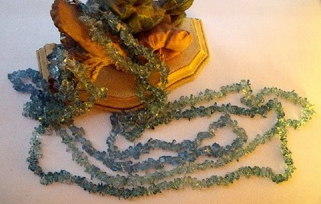 Vintage Faux Aqua Teal Triple Row Necklace 