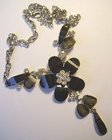 Black and Silver Diamante Flower Vintage Necklace