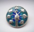 Silver and Enamel Liberty & Co Peacock Brooch Pin 1903