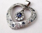 Diamond and Sapphire 18ct White Gold Heart Pendant