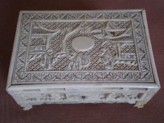 19c Cantonese Carved Ivory Fretwork Box