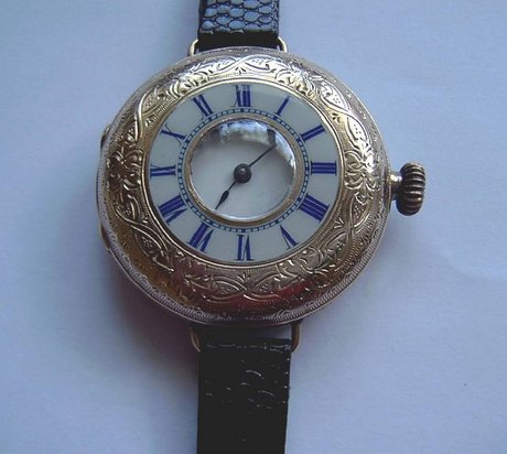 Waltham half hunter gold wristwatch conversion