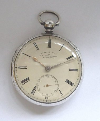 E S Comberbach Blackburn silver watch.