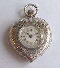 Victorian heart shaped silver fob watch