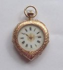 Edwardian 12ct gold heart shaped fob watch