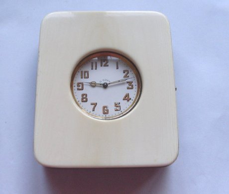 Ivory cased 8 day travel clock