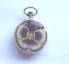Diamond set Swiss silver fob watch with enamelled pansy