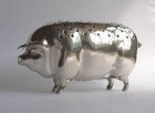 Edwardian silver pig pin cushion