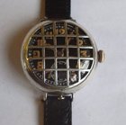 WW1 silver wristwatch with integral flip up guard