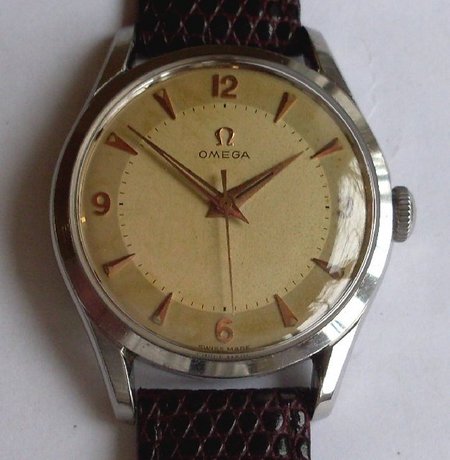 Omega men's stainless steel wristwatch.