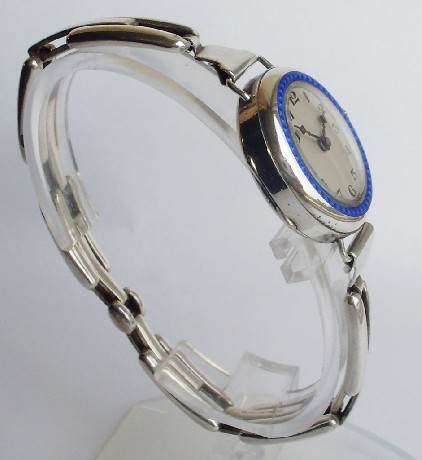 Buren. Ladies silver & enamel Art Deco wristwatch.