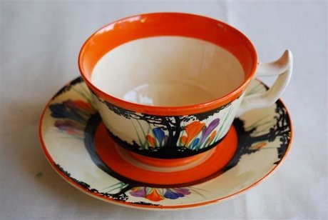 Clarice Cliff Leda Shape Tea Cup and Saucer