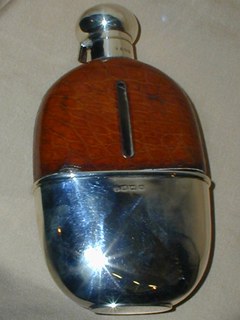 Silver & Leather Spirit Flask