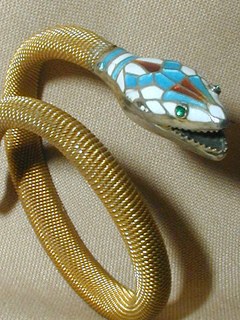 Silver Enamel Snake Bracelet