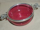 Cranberry & Silver Dish