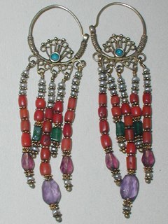 Silver Gilt Uzbek Earrings