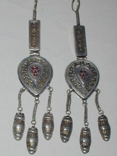 Silver Gilt Kazakh Earrings
