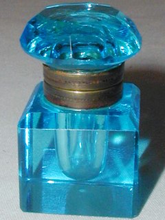 Miniature Blue Glass Ink Well