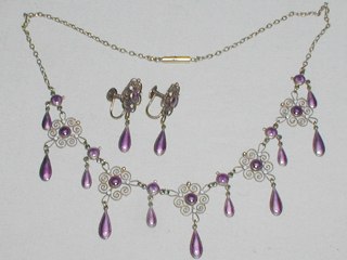 Silver Enamel Necklace Set