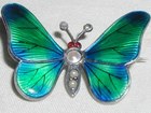 Silver Enamelled Butterfly Brooch