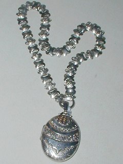 Victorian Silver Locket & Collar