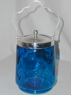 Blue Glass Biscuit Barrel