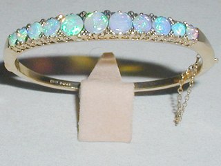 Gold & Opal Bangle Bracelet