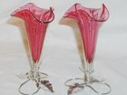 Cranberry Glass Posy Holders